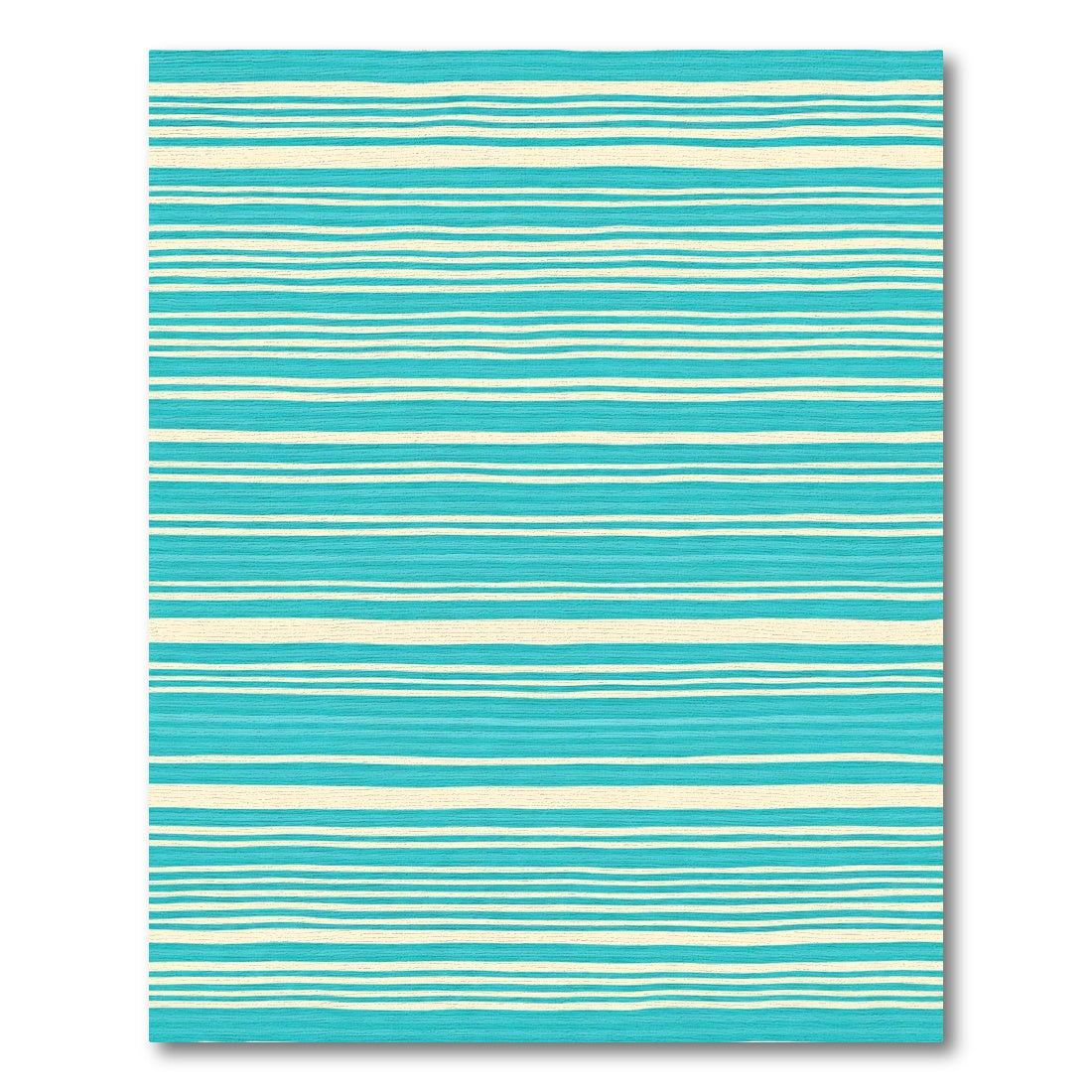 Aqua Cream Hand Drawn Stripe Rug