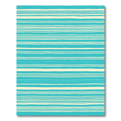 Aqua Cream Hand Drawn Stripe Rug