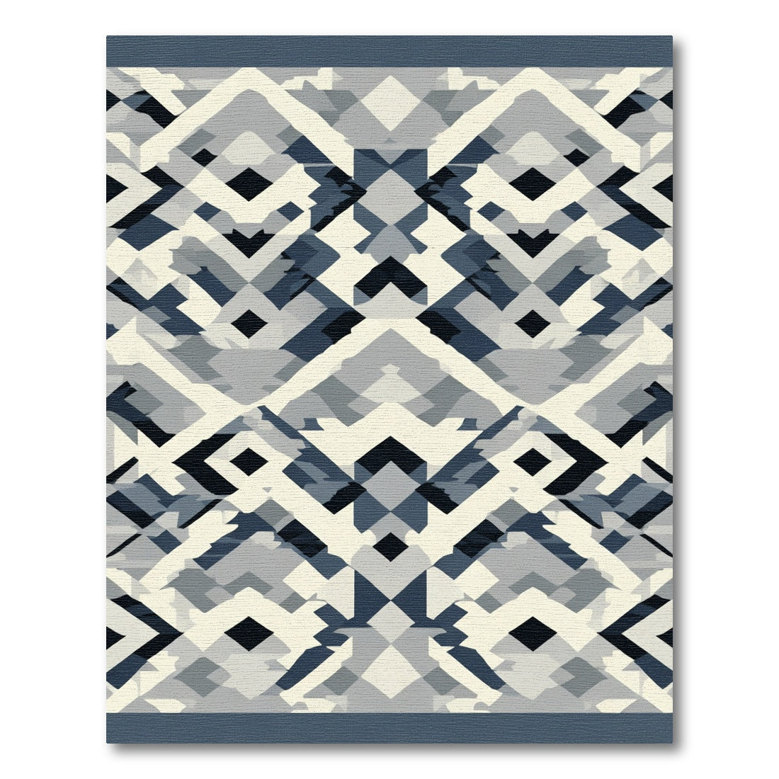 Navajo Blue Geometric Diamond Rug