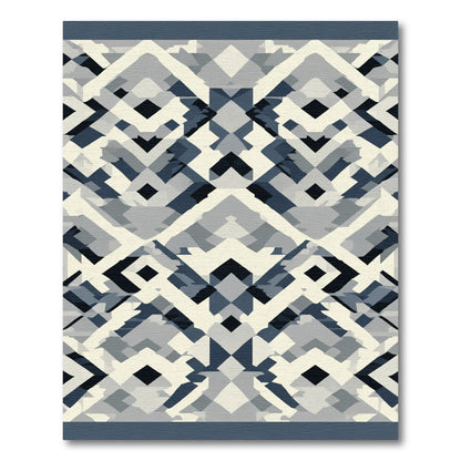 Navajo Blue Geometric Diamond Rug