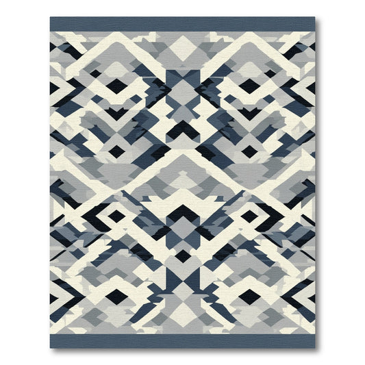 Navajo Blue Geometric Diamond Rug