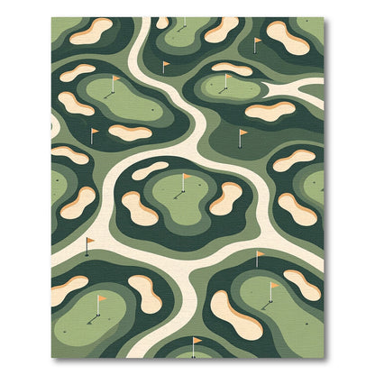 Abstract Forest Green Golf Course Layers Rug