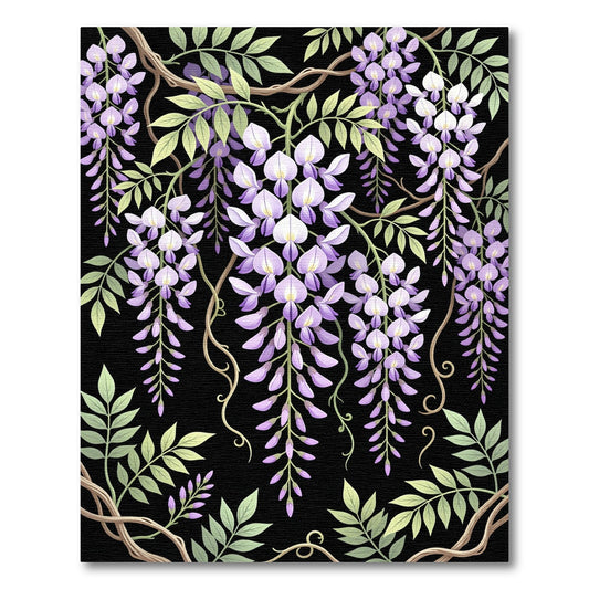 Lavender Wisteria Cascade Dark Garden Rug