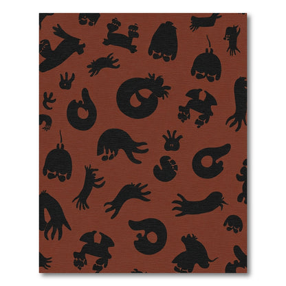 Whimsical Black Creature Clay Tones Rug