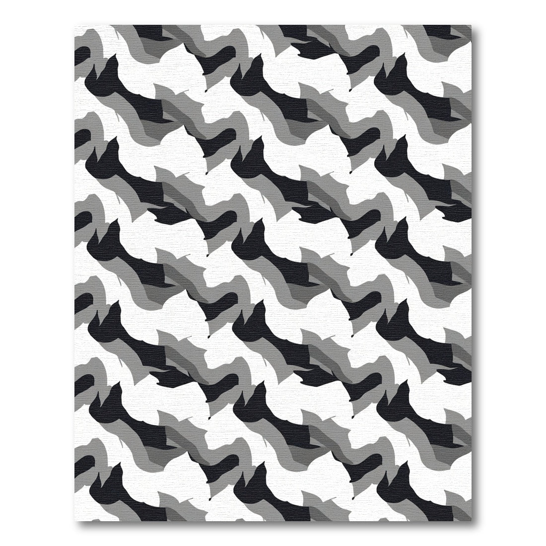 Gray Black White Abstract Camo Rug
