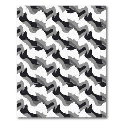 Gray Black White Abstract Camo Rug