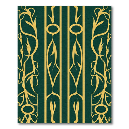 Emerald Gold Botanical Vine Lattice Rug