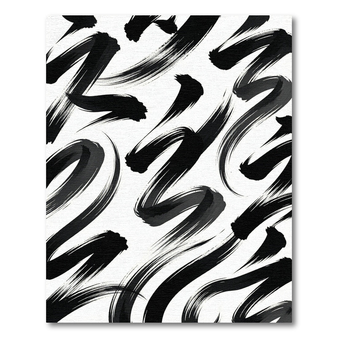 Modern Black and White Abstract Brushstroke Rug