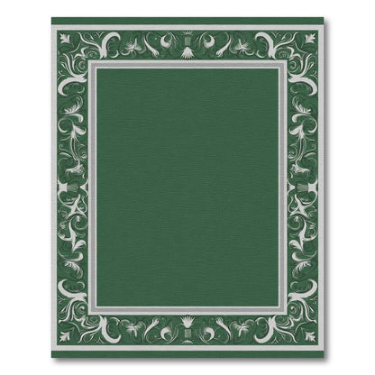 Emerald Green Ornate Scroll Border Rug