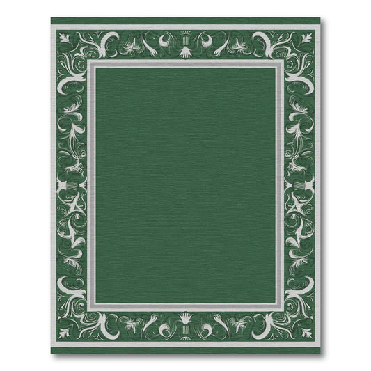 Emerald Green Ornate Scroll Border Rug