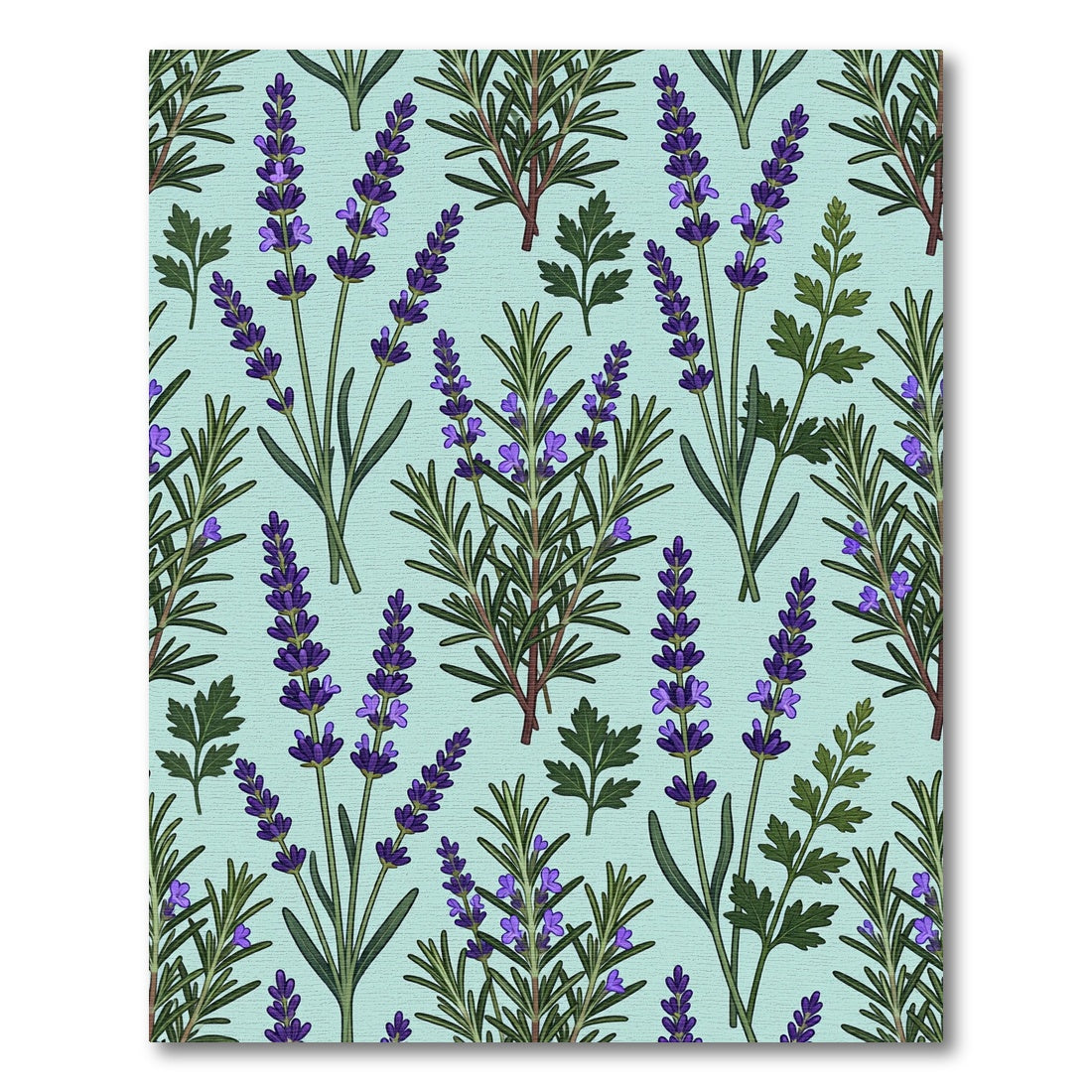 Lavender and Rosemary Botanical Illustration Rug