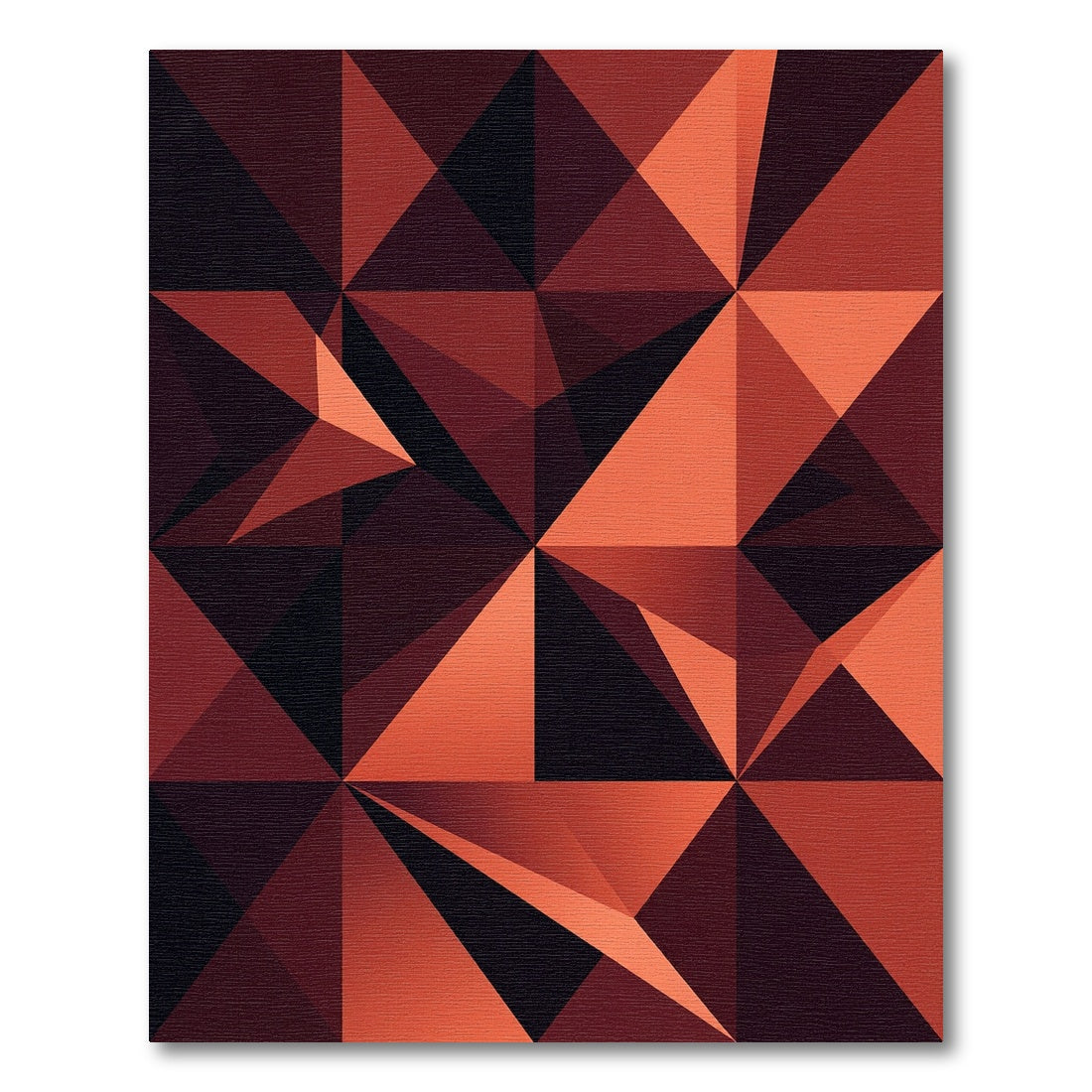 Geometric Terracotta Red Abstract Angular Rug