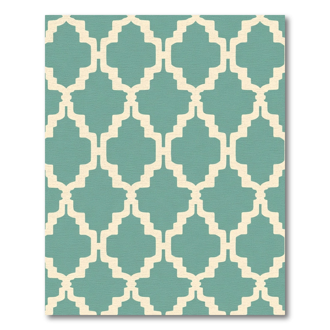 Teal Cream Arabesque Lattice Rug