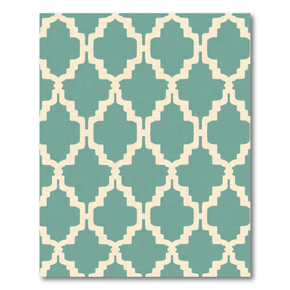 Teal Cream Arabesque Lattice Rug