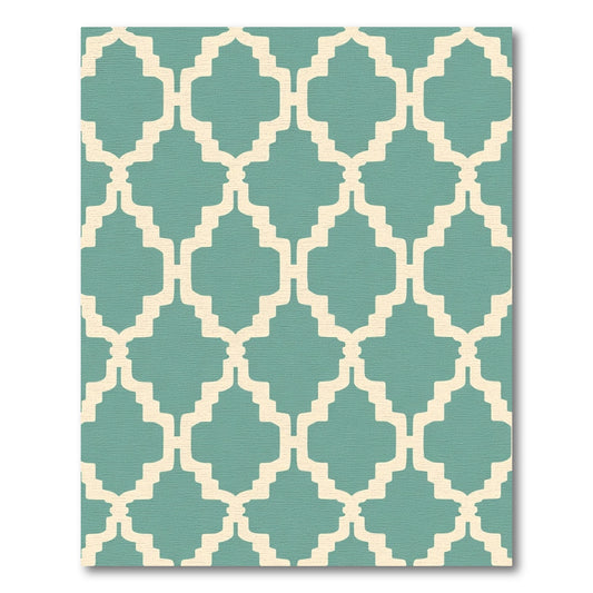Teal Cream Arabesque Lattice Rug