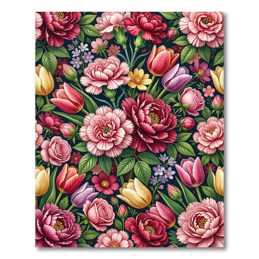 Lush Pink Floral Garden Impression Rug