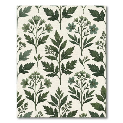 Sage Botanical Herb Meadow Illustration Rug