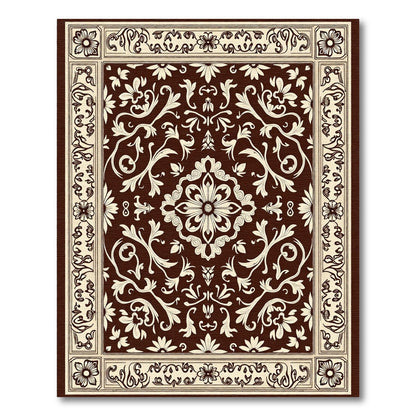 Brown Cream Vintage Floral Medallion Rug