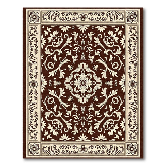 Brown Cream Vintage Floral Medallion Rug