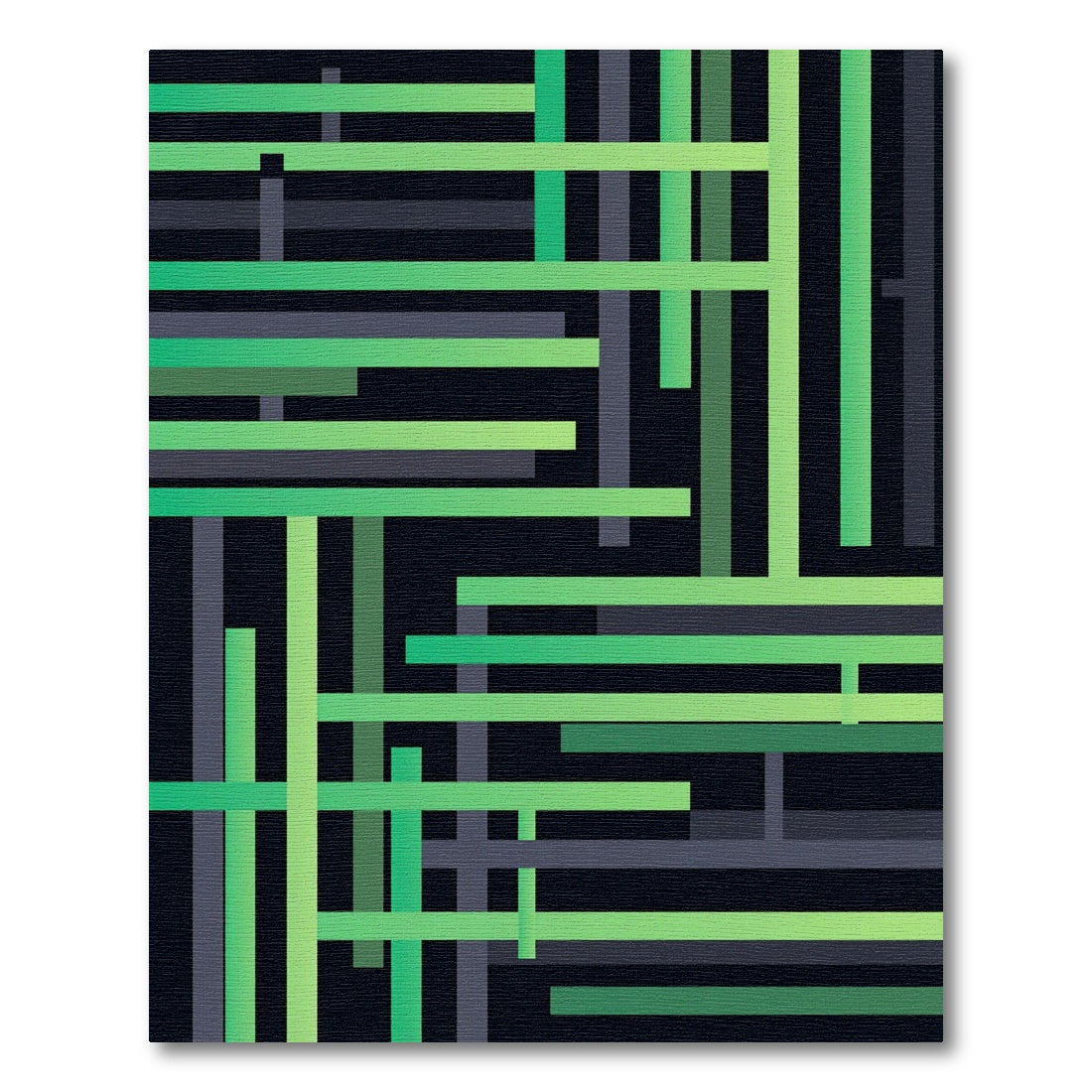 Modern Emerald Linear Grid Geometric Rug
