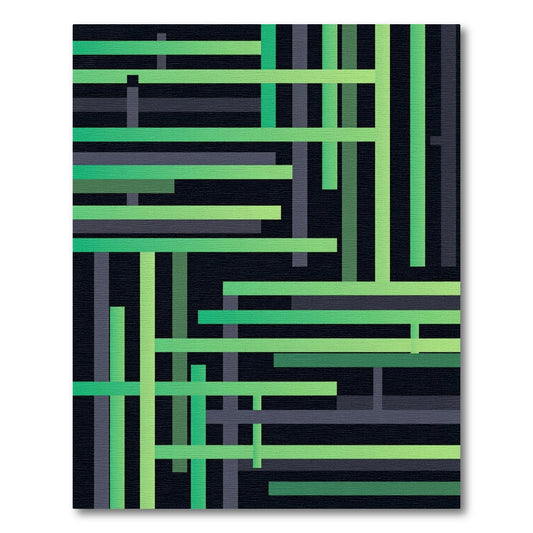 Modern Emerald Linear Grid Geometric Rug