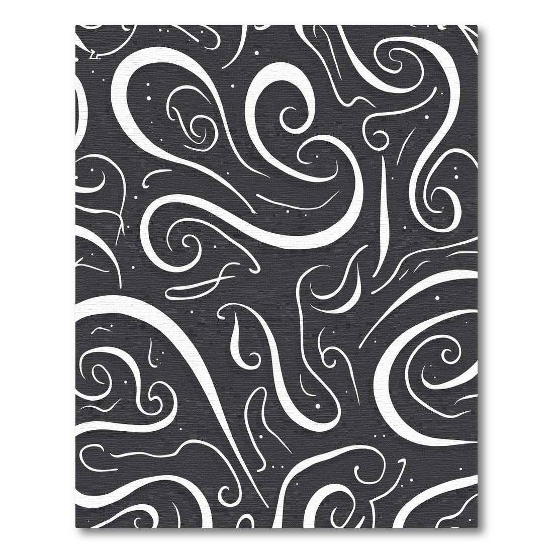 Dark Gray Swirling White Ink Strokes Rug