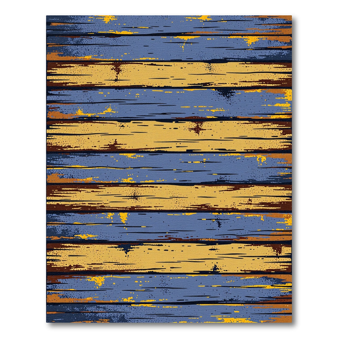 Weathered Blue and Golden Striped Planks Rug