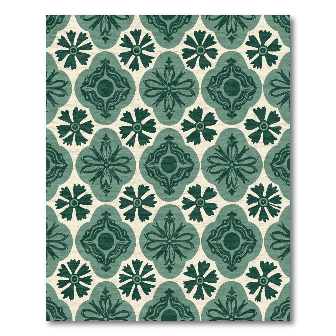 Emerald Flower Quatrefoil Medallion Rug