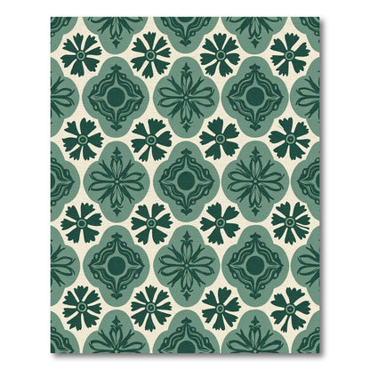 Emerald Flower Quatrefoil Medallion Rug