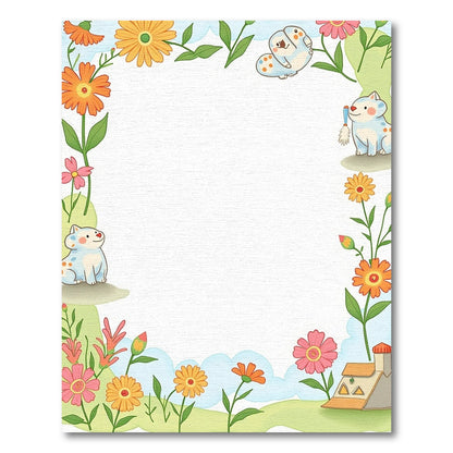 Whimsical Floral Garden with Cute Animals Rug
