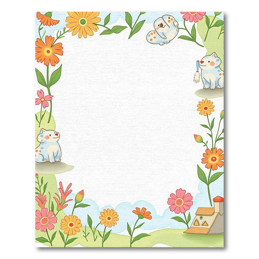 Whimsical Floral Garden with Cute Animals Rug