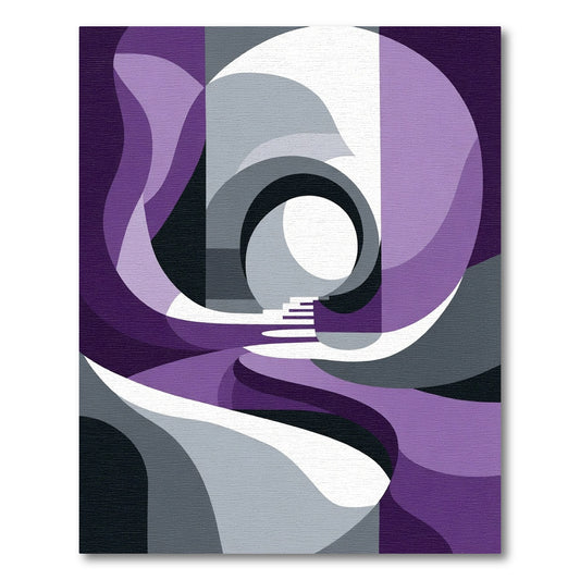 Modern Plum Abstract Geometric Rug
