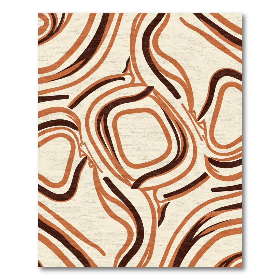 Earthy Swirl Brown Ivory Abstract Rug