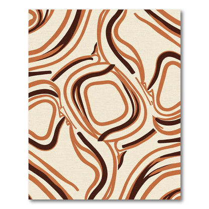 Earthy Swirl Brown Ivory Abstract Rug