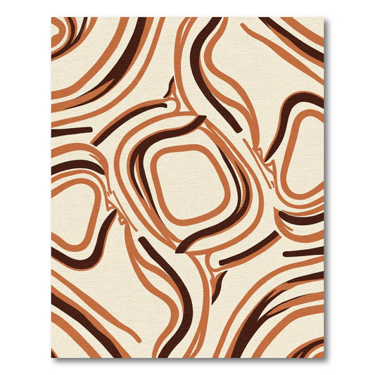 Earthy Swirl Brown Ivory Abstract Rug