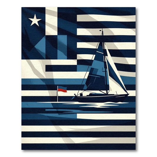 Nautical Blue Sailboat Stripes Rug