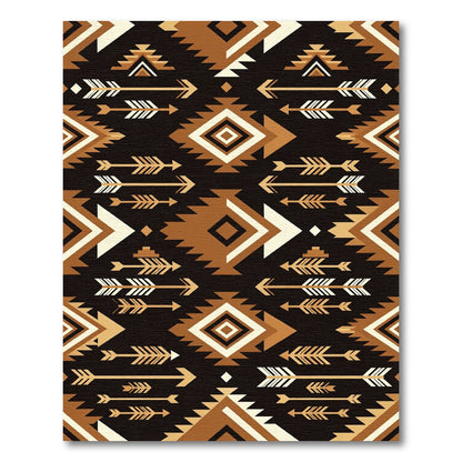 Tribal Ochre Geometric Diamond Arrow Rug