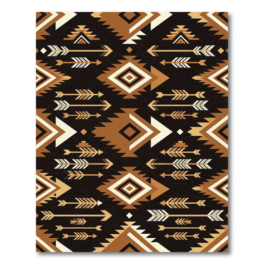 Tribal Ochre Geometric Diamond Arrow Rug