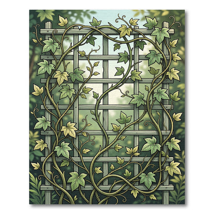 Classic Botanical Ivy Trellis Greenage Rug
