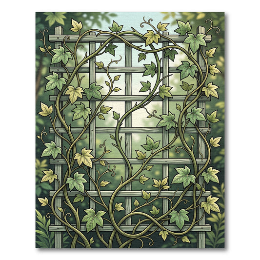 Classic Botanical Ivy Trellis Greenage Rug