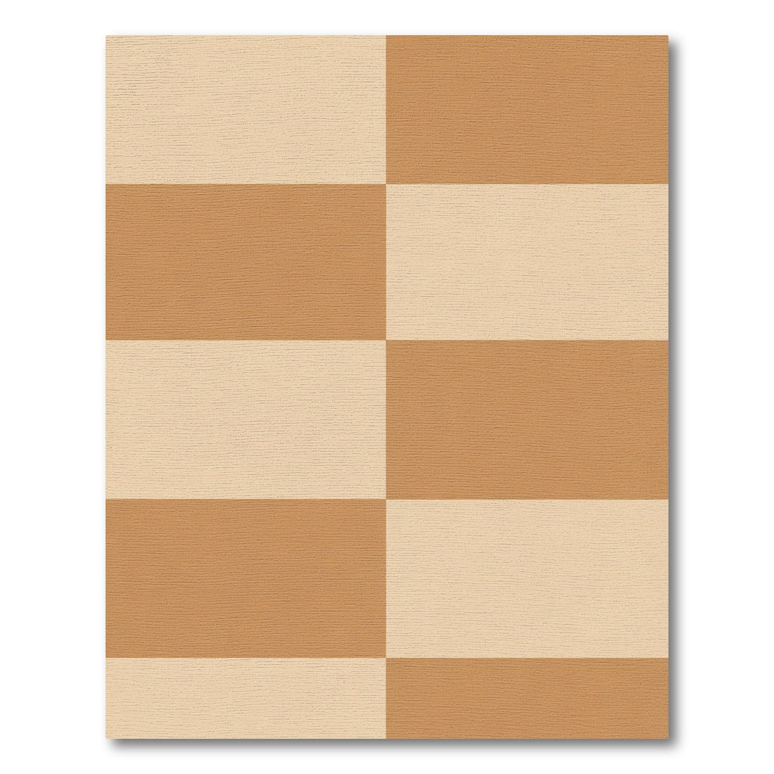 Warm Tan Cream Checkerboard Blocks Rug