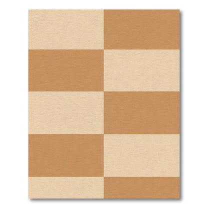 Warm Tan Cream Checkerboard Blocks Rug