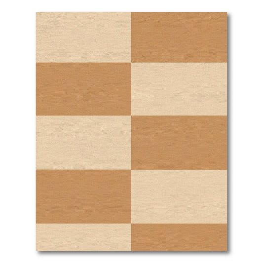 Warm Tan Cream Checkerboard Blocks Rug