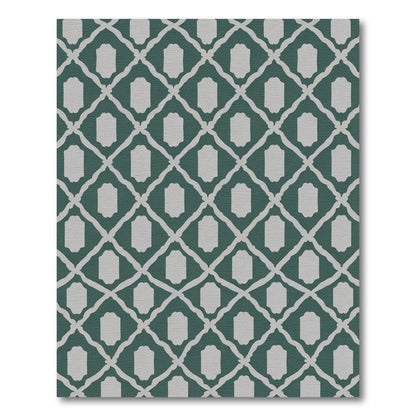Deep Teal Lattice Arch Rug