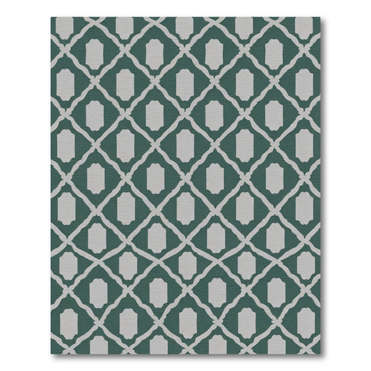 Deep Teal Lattice Arch Rug