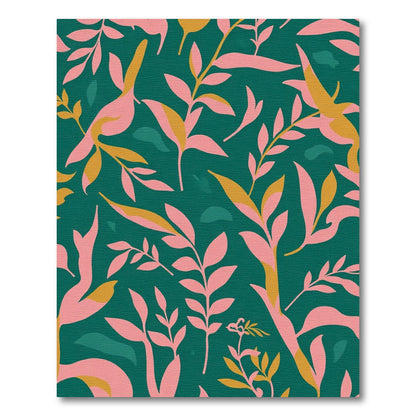Abstract Teal Pink Gold Foliage Rug