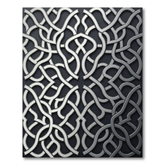 Intricate Silver Interlocking Curve Rug