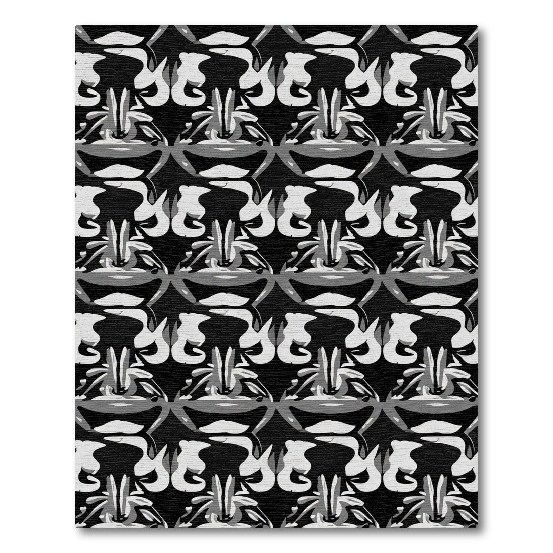 Abstract Black White Organic Swirls Rug