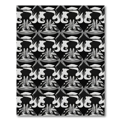 Abstract Black White Organic Swirls Rug