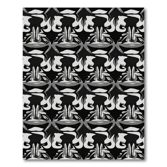 Abstract Black White Organic Swirls Rug
